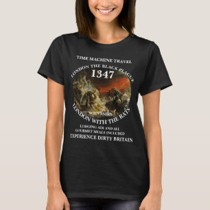 T-SHIRT TEME MACHINE VOYAGE LONDRES 1347 BLACK PLAGUE