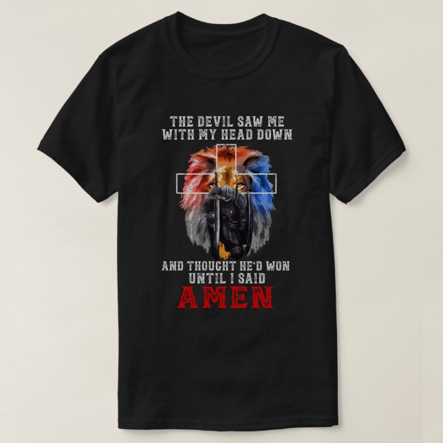 T-shirt Temple Chevalier Le Diable M'A Vu Avec Ma Tête En  (Design devant)