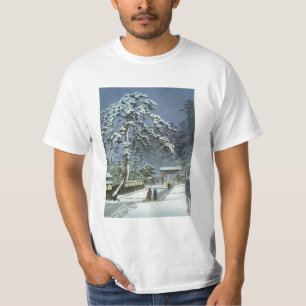 T-shirt Temple de Honmonji dans la neige - 川瀬巴水 de