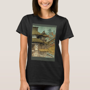 T-shirt Temple japonais en pluie Japon peinture japonaise