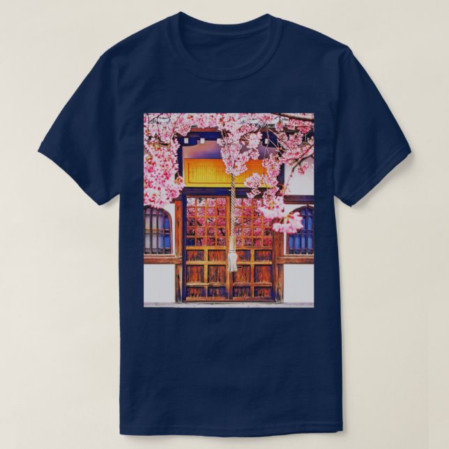 T-shirt Temple japonais sakura (Design devant)