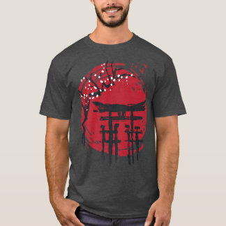T-shirt Temple japonais Samurai Red Sun (2)