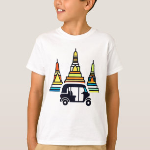 T-shirt Temples thaïlandais et tuk tuks