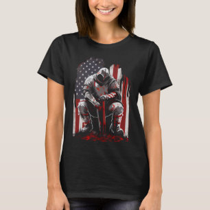 T-shirt Templier Knight Kneeling Croisader Templar Warriar