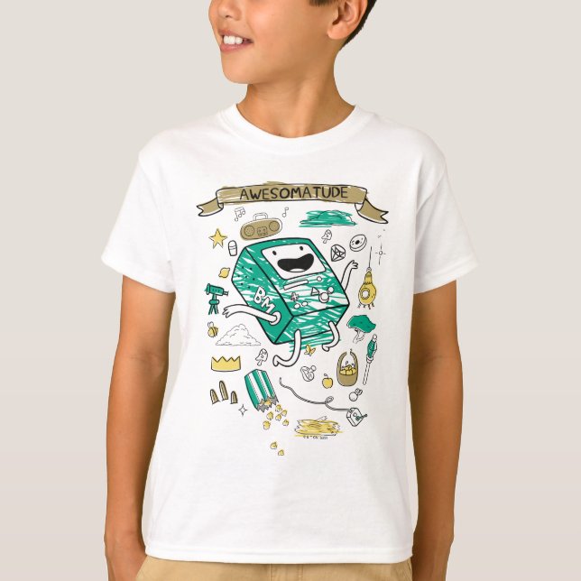 T-shirt Temps d'aventure | Croquis BMO "Awesomatude" (Devant)