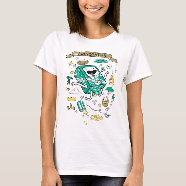 T-shirt Temps d'aventure | Croquis BMO "Awesomatude" (Devant)