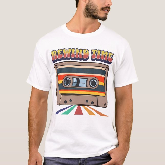 T-shirt Temps de rembobinage - Bande de cassette rétro (Devant)