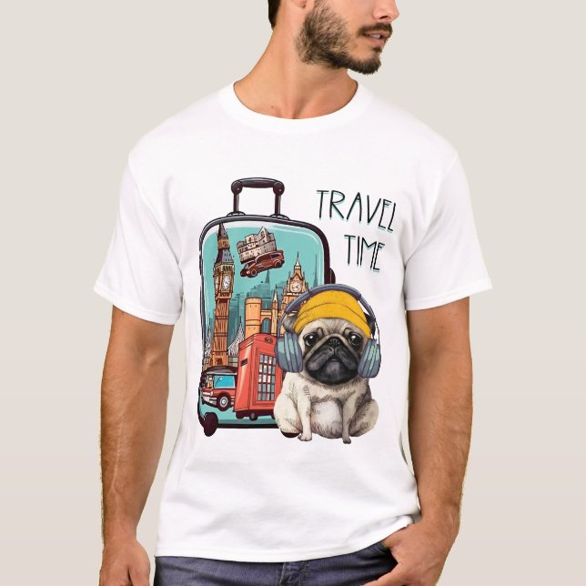 T-shirt Temps De Voyage Avec Carlin Élégant (Devant)