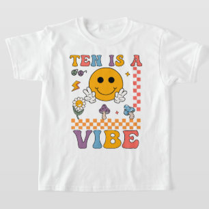 T-shirt Ten Is A Vibe Retro Smile 10 Ans 10th Birthda