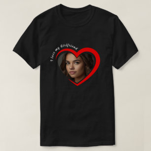 T-shirt Tendance J'aime Ma Copine Cœur Rouge Photo Personn