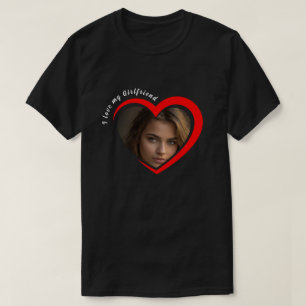 T-shirt Tendance J'aime Ma Copine Cœur Rouge Photo Personn