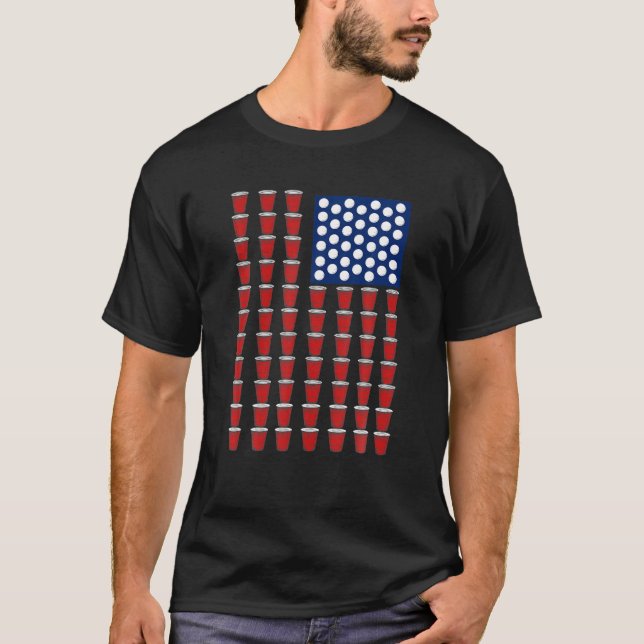 T-shirt Tendance Quart Juillet Coupe Rouge Solo Beer Pong  (Devant)