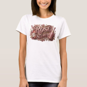 T-shirt tendance rose avec slogan ROSE TIME