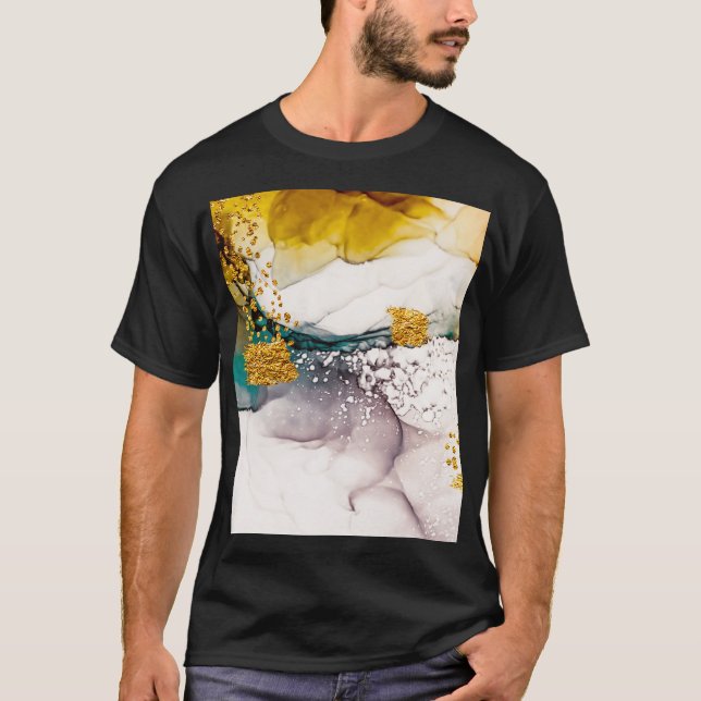 T-shirt tendresse pastel : tourbillons dorés art. (Devant)