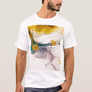 T-shirt tendresse pastel : tourbillons dorés art.