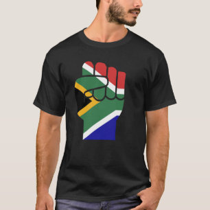 T-shirt Tenez-vous avec l'Afrique du Sud Poing levé Drapea
