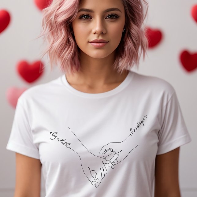T-shirt Tenir des noms personnalisés de deux mains (Créateur téléchargé)