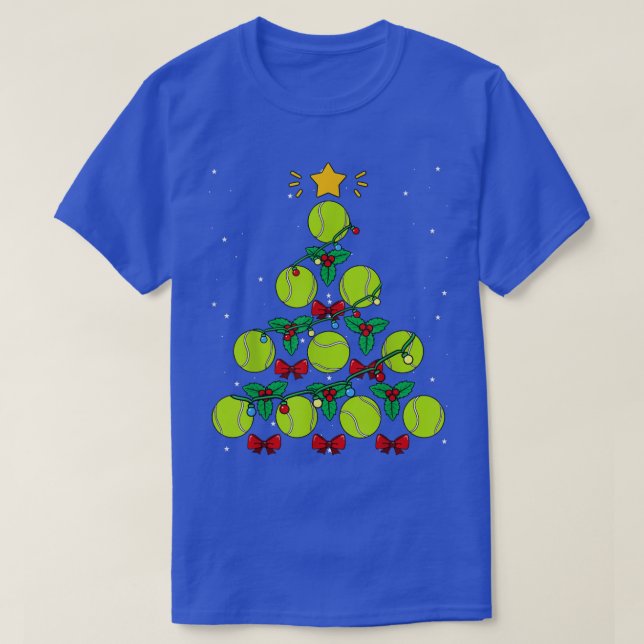 T-shirt Tennis Ball Christmas Tree Racket Game Sport Nativ (Design devant)