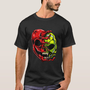 T-shirt Tennis Ball Coeur Crâne Valentines Jour Sports Amo