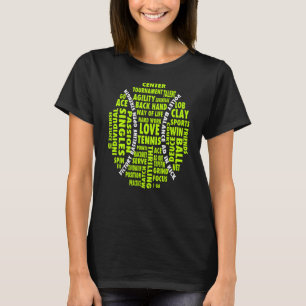 T-shirt Tennis Ball Word Cloud Cool Tennis Joueurs Tee