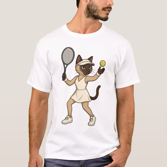 T-shirt Tennis chronométré pour les Amoureux de les chats (Devant)