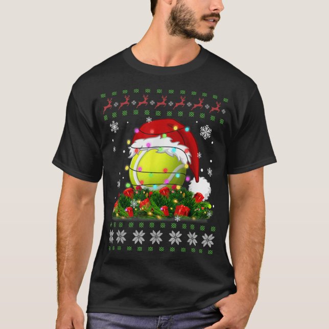 T-shirt Tennis Doux moche de Noël Pyjama feux Sport (Devant)