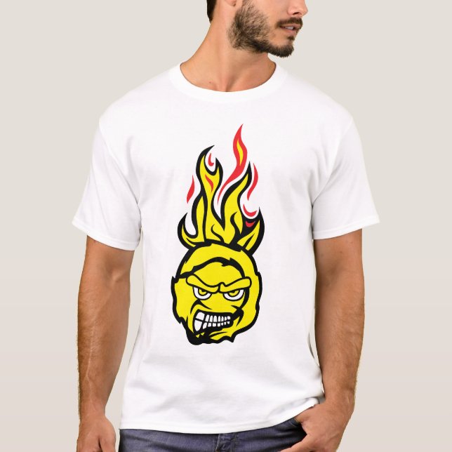 T-shirt tennis face cartoon flamme 13 fire feroce attack  (Devant)