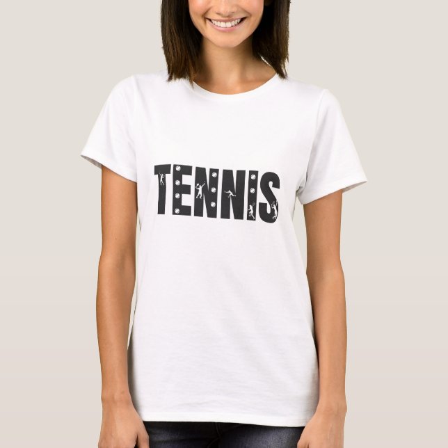 T-shirt Tennis Moderne Typographie Joueur Texte Entraîneur (Devant)