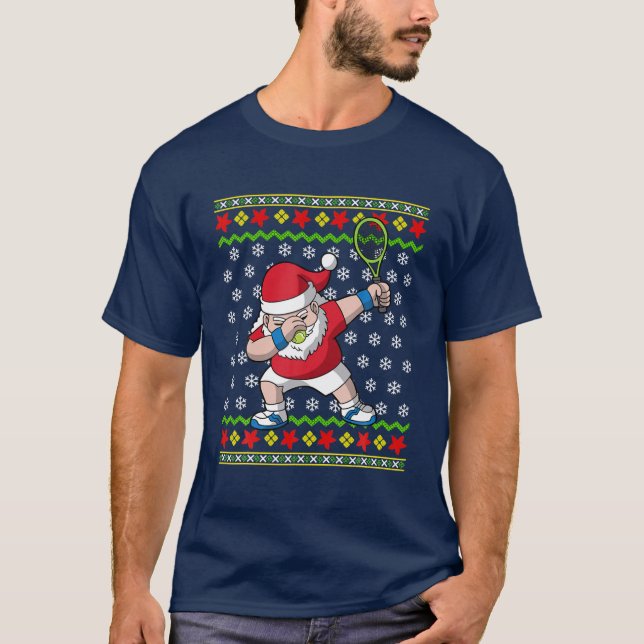 T-shirt Tennis Père Noël moche Motif de Noël (Devant)