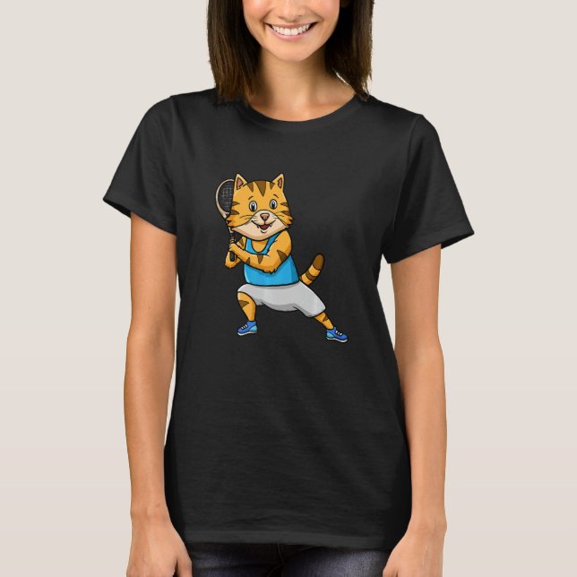T-shirt Tennis Racket Sports  Cat Whisperer Kitty Meow (Devant)