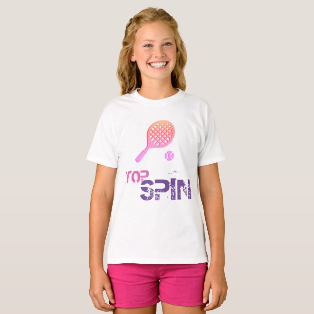 T-shirt Tennis Sport Pop Art, Pink & Purple Racket & Ball (Devant entier)