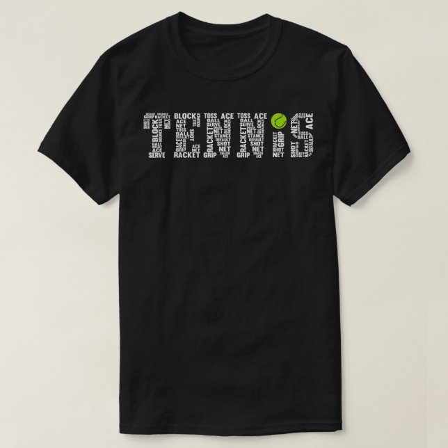 T-shirt Tennis Word Cloud Joueur Tennis Coach Cadeau (Design devant)