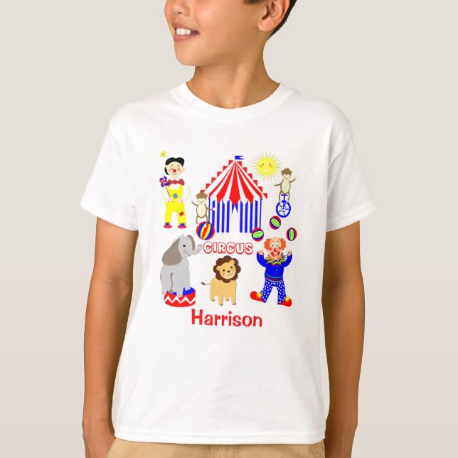 T-shirt Tente Cirque Cartoon Clowns & Animaux Personnalisé (Devant)