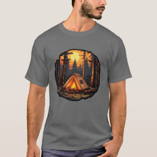 T-shirt Tentes Forêt Nature Camping fille