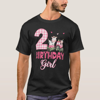 T-shirt Tenue de 2e anniversaire Fille Deux ans Vache Porc