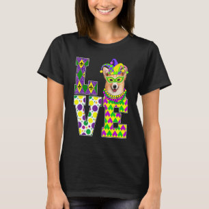 T-shirt Tenue de fête Mardi Gras Corgi Chien Mignon J'ador