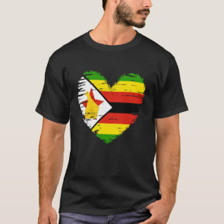 T-shirt Tenue Zimbabwe - Drapeau du cœur du Zimbabwe - J'a