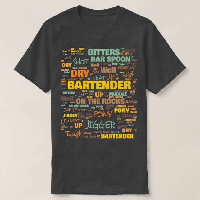 T-shirt Terminologie du barman Terme de barman couramment  (Design devant)