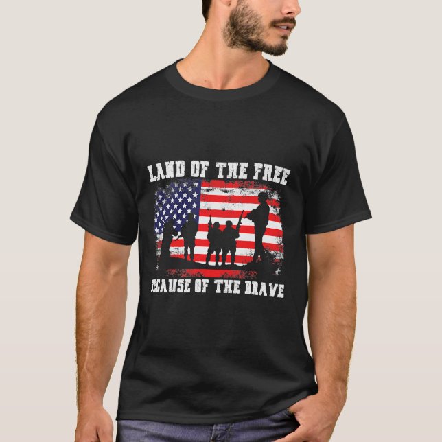 T-shirt Terre De La Liberté En Raison De La Brave Premium (Devant)
