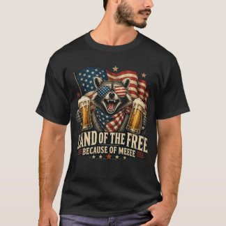 T-shirt Terre de libres grâce à moi Raton laveur drôle