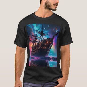 T-shirt Terre de vaisseau spatial pirate sur une autre pla