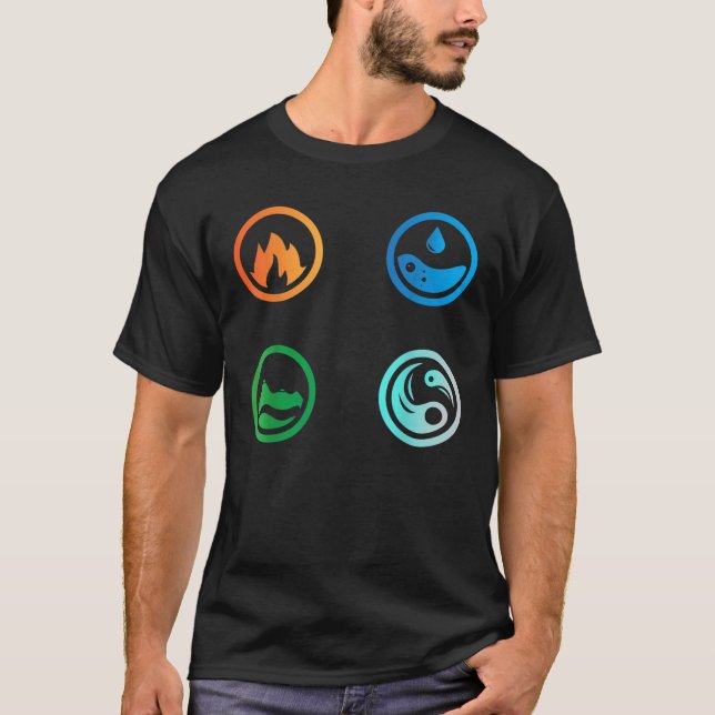 T-shirt Terre Eau Feu Air Les Quatre Éléments T Chemise (Devant)