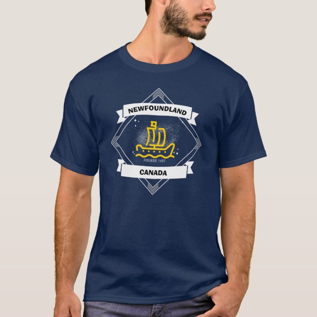 T-shirt Terre-Neuve-et-Labrador Canada a fondé 1497 voilie (Devant)