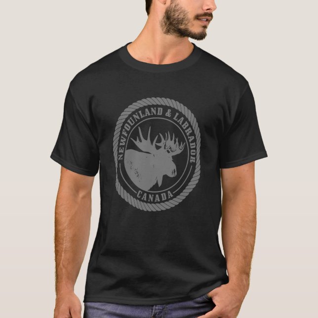 T-shirt Terre-Neuve-et-Labrador Canada Moose Vintage Natur (Devant)