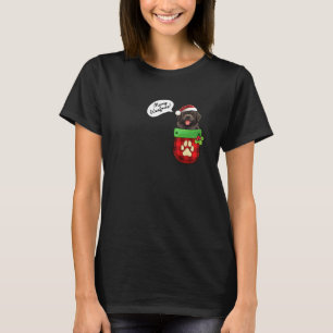 T-shirt Terre-Neuve Joyeux Woofmas De Noël À Pocket Orn