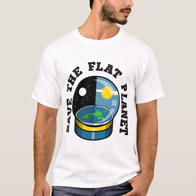 T-shirt Terre plate dans le globe de neige (Devant)