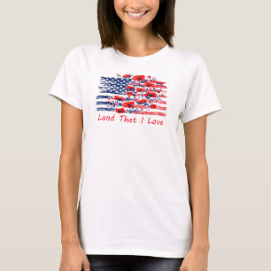 T-shirt Terre que j'aime, Drapeau américain floral