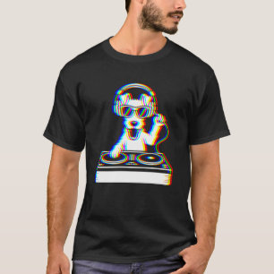 T-shirt Terrier à poil dur Fox DJ Glitch Rave EDM Mus drôl