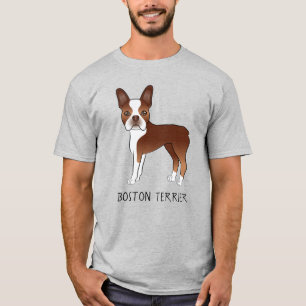 T-shirt Térrier de Boston rouge mignon chien de dessin ani