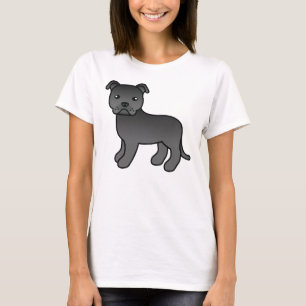 T-shirt Terrier de Staffordshire Bull noir Chien de dessin